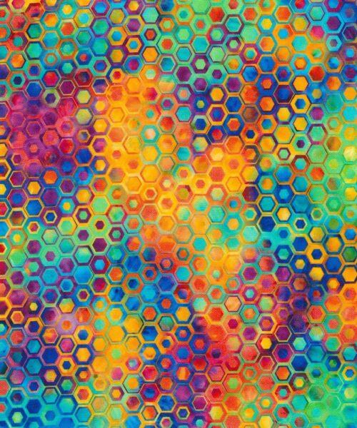 Robert Kaufman 22694-263 Rainbow hexagon